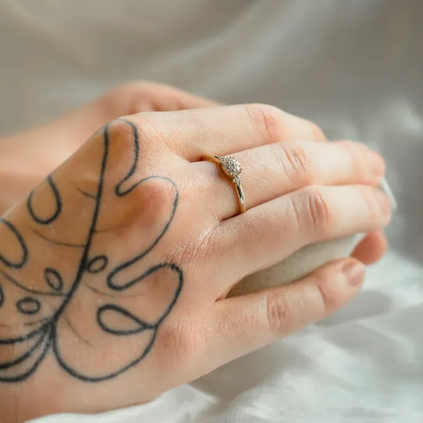 Zlatý zásnubní prsten s pavé diamanty BIRDIE Image