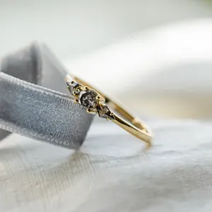 Gold ring with three salt and pepper diamonds SOARIS Thumbnail