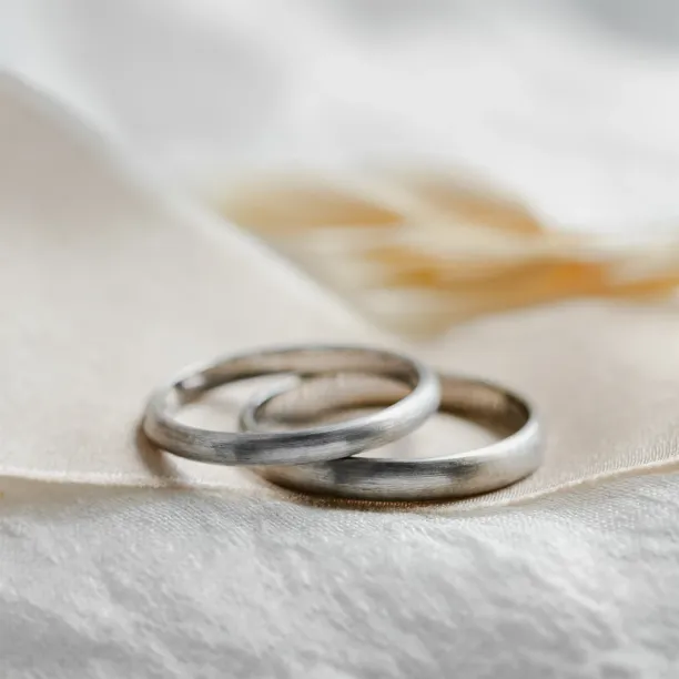 D-SHAPE mat wedding white gold rings ARIZONA Image