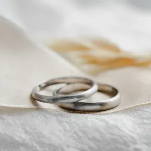 D-SHAPE mat wedding white gold rings ARIZONA Thumbnail