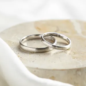 Komfortní matné snubní prsteny s diamantem z bílého zlata IDAHO Thumbnail