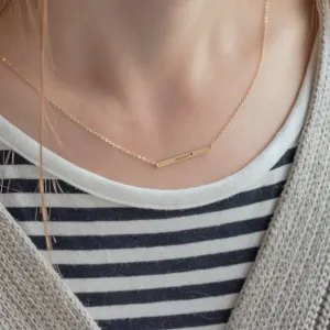 Gold Necklace in minimalist style with any engraving OSA Thumbnail
