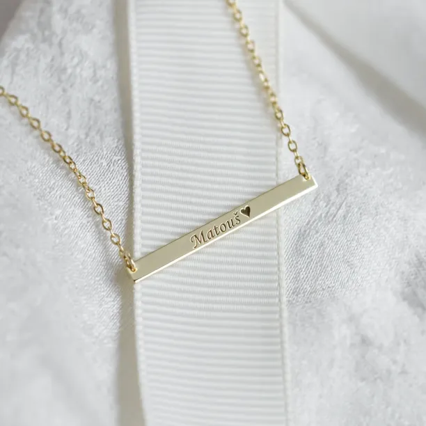Gold Necklace in minimalist style with any engraving OSA Image