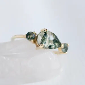 Asymmetrical gold ring with moss agates ARTE Thumbnail