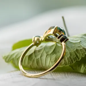 Asymmetrical gold ring with moss agates ARTE Thumbnail