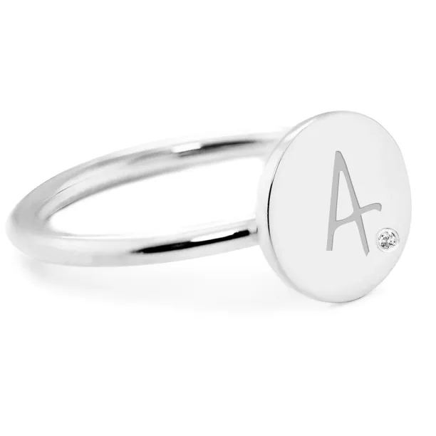 Minimalistický zlatý prsten s gravÍrováním a diamantem BERY Image