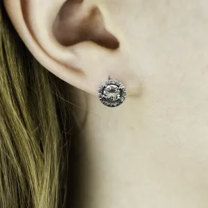 Stříbrné halo náušnice s zirkony NINA Thumbnail
