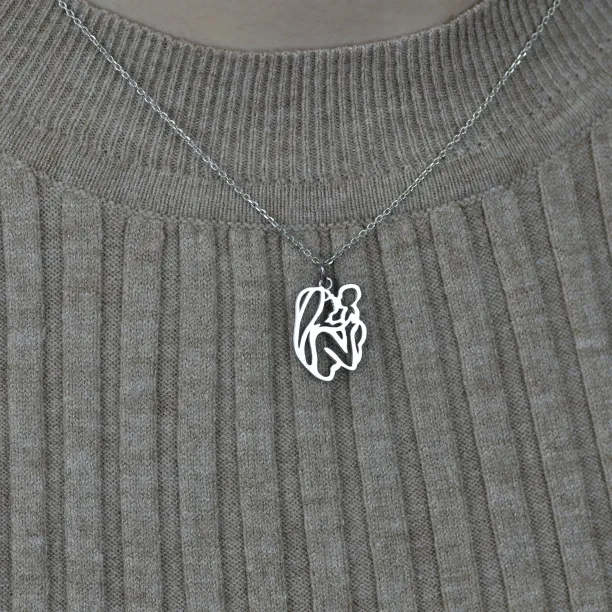 Jedinečný přívěsek ze stříbra vyobrazením matky a dítěte MOMMY Image