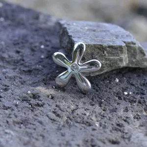 Nevšední stříbrný/zlatý květinový prsten s diamantem ALVDAL Thumbnail