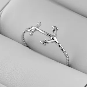 Jednoduchý prsten ze stříbra s kotvou COMFO Thumbnail