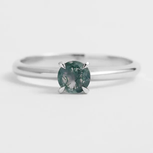 Minimalistický zásnubní prsten s mechovým achátem EZRA Image