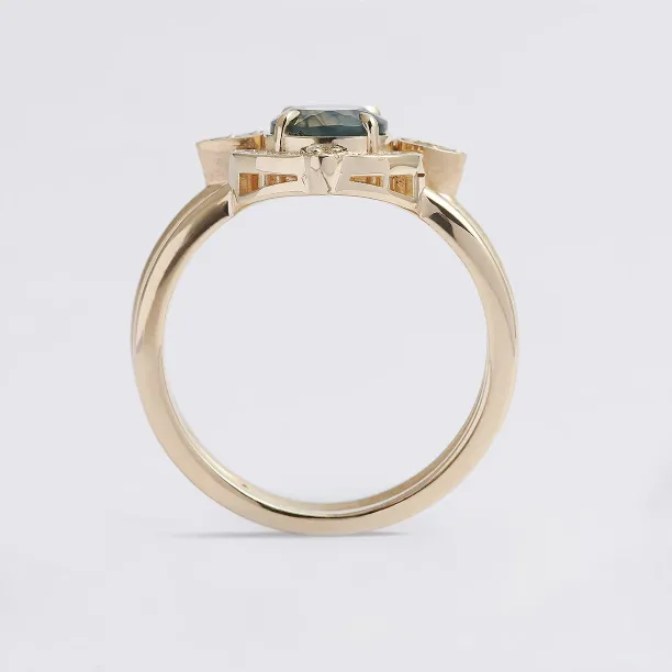 Moss agate and diamonds engagement ring set BRISTOL Image