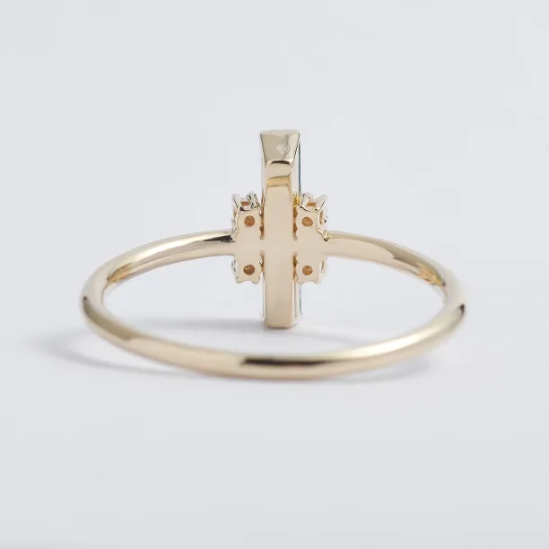 Minimalistický prsten s baguette mechovým achátem a diamanty JOHANA Image