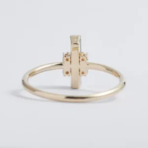 Minimalistický prsten s baguette mechovým achátem a diamanty JOHANA Thumbnail