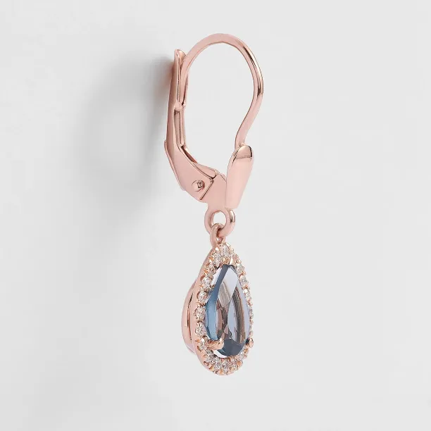 Zlaté visací náušnice s london blue topazy a dimanty SISSI Image