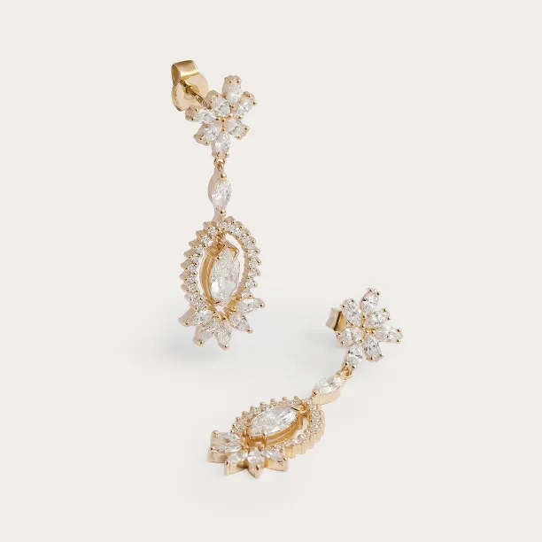 Zlaté visací náušnice s lab grown diamanty JOLENE Image