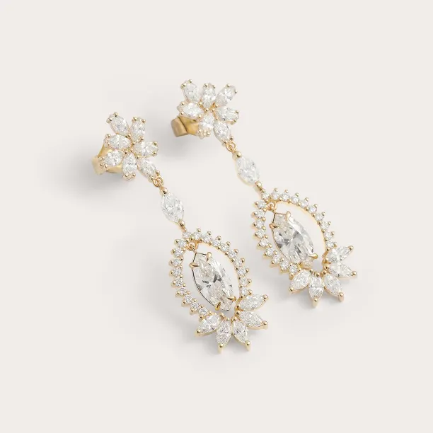 Zlaté visací náušnice s lab grown diamanty JOLENE Image