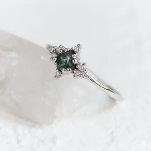 Moss agate in gold ring with diamonds ALBEROBELLO Thumbnail