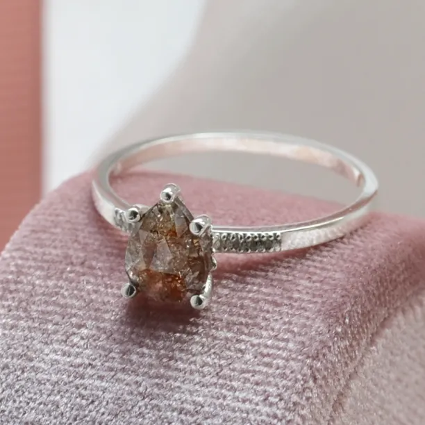 Gold ring with salt and pepper diamonds ROXANE Image