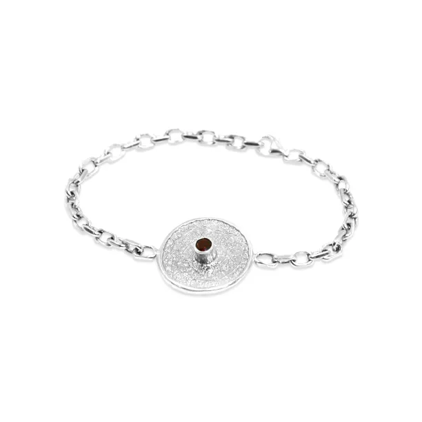 Unique Mayan Calendar Sterling Silver Bracelet with Bohemian granet Image