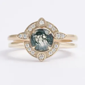 Zásnubní set s mechovým achátem a diamanty BRISTOL