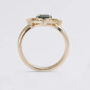 Moss agate and diamonds engagement ring set BRISTOL Thumbnail