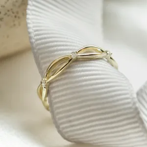 Gold diamond twisted ring ROMANCE Thumbnail