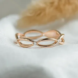Gold diamond twisted ring ROMANCE Thumbnail