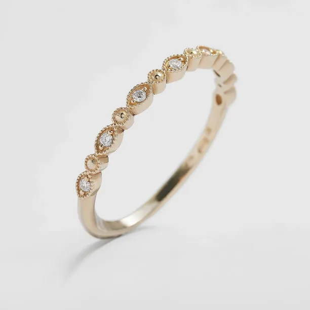 Elegant ring with diamonds in half eternity design and in vintage style CHRISTINA Image