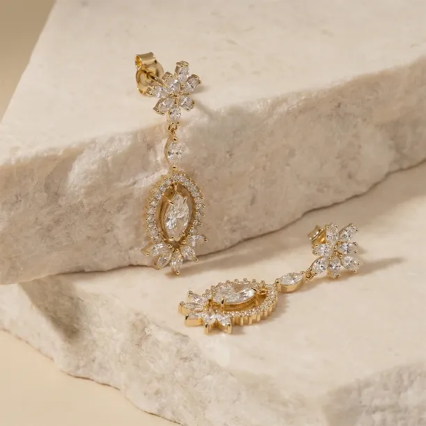 Gold lab grown diamond dangle earrings JOLENE Image