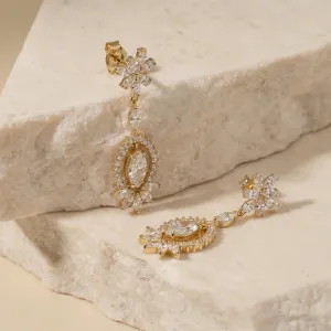 Gold lab grown diamond dangle earrings JOLENE Thumbnail