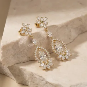 Gold lab grown diamond dangle earrings JOLENE