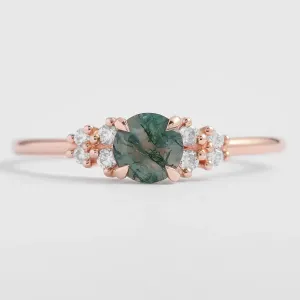 Gold moss agate ring with diamonds EDDIE Thumbnail