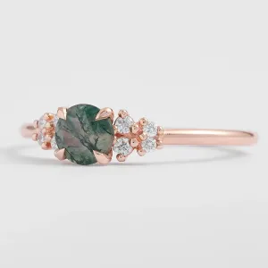 Gold moss agate ring with diamonds EDDIE Thumbnail