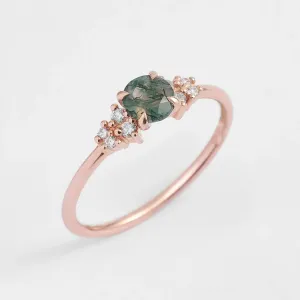 Gold moss agate ring with diamonds EDDIE Thumbnail