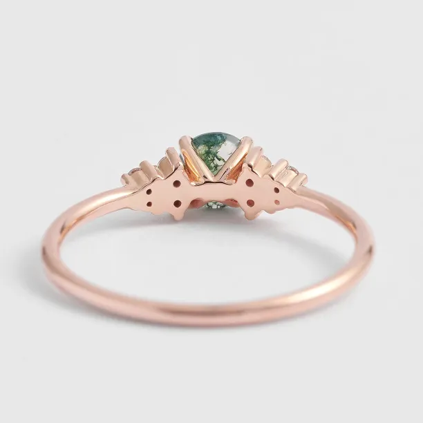 Gold moss agate ring with diamonds EDDIE Image