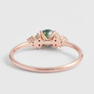 Gold moss agate ring with diamonds EDDIE Thumbnail