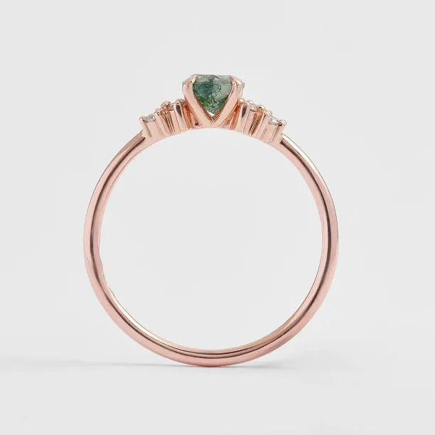 Gold moss agate ring with diamonds EDDIE Image