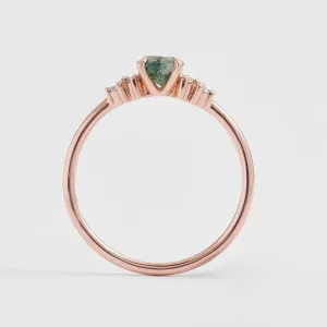 Gold moss agate ring with diamonds EDDIE Thumbnail