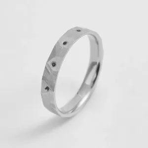 Tepané snubní prsteny z bílého zlata a s černými diamanty MILANO Thumbnail