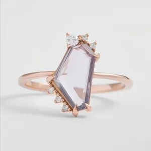 Gold ring with natural sapphire in violet colour SUZANNE Thumbnail