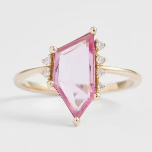 Gold ring with pink sapphire in asymmetric shape ROSALIE Thumbnail