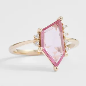 Gold ring with pink sapphire in asymmetric shape ROSALIE Thumbnail