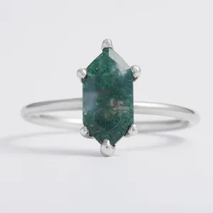 Zlatý prsten s mechovým achátem ve tvaru šestihranu KLERA Thumbnail