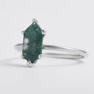 Zlatý prsten s mechovým achátem ve tvaru šestihranu KLERA Thumbnail