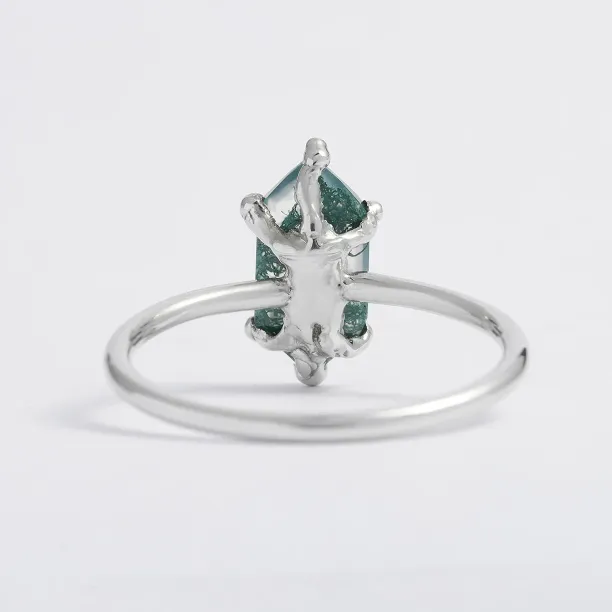 Zlatý prsten s mechovým achátem ve tvaru šestihranu KLERA Image