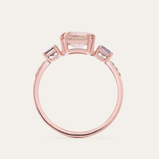 Vintage ring with rutilated quartz and salt and pepper diamonds FRANCI Image