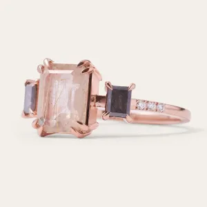 Vintage prsten s rutilovým křišťálem a salt and pepper diamanty FRANCI