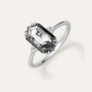Lab-grown salt and pepper diamond ring PAULI