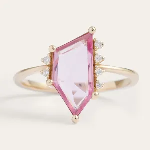 Gold ring with pink sapphire in asymmetric shape ROSALIE Thumbnail